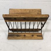 Rustic style magazine rack wooden and metal or plate holder