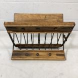 Rustic style magazine rack wooden and metal or plate holder