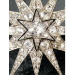 Late Victorian six-rayed Starburst Diamond Brooch, encrusted throughout with 97 various sized Old