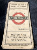 1924/5 London Underground POCKET MAP of the Electric Railways of London "What to see and how to