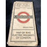 1924/5 London Underground POCKET MAP of the Electric Railways of London "What to see and how to