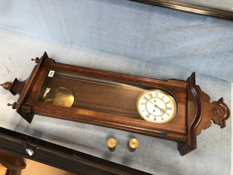 A mahogany-cased Vienna regulator wall clock, height 122cm approx with weights and pendulum - Image 3 of 7