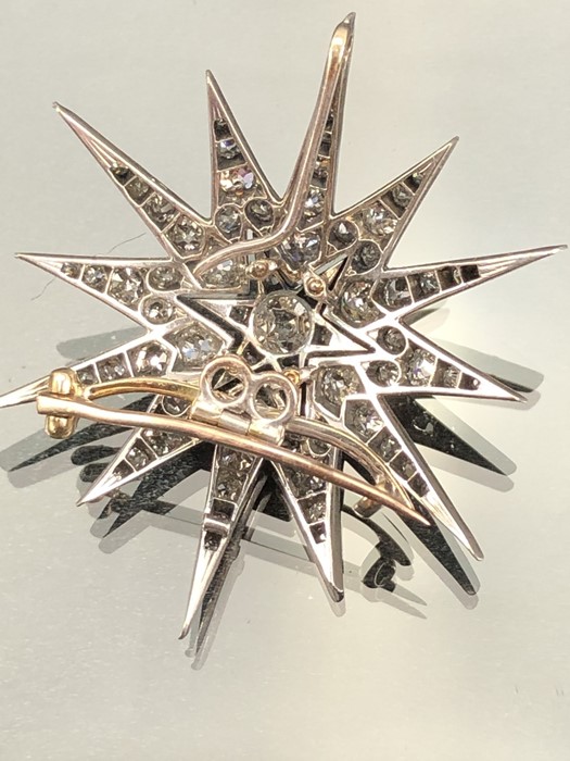 Late Victorian six-rayed Starburst Diamond Brooch, encrusted throughout with 97 various sized Old - Image 7 of 12