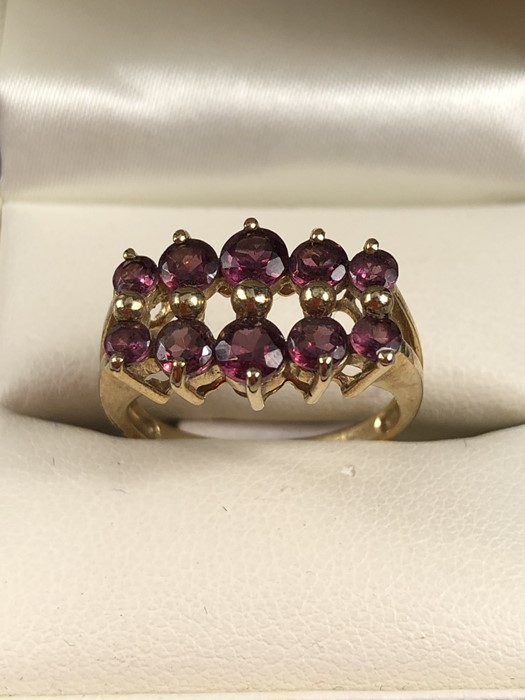 9ct Gold 375 hallmarked Ruby Cluster ring size 'M'