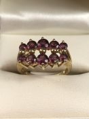 9ct Gold 375 hallmarked Ruby Cluster ring size 'M'