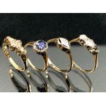 Four 18ct Gold rings (A/F) total weight approx 8.2g