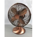 Modern Mid Century style Copper coloured Desktop fan......