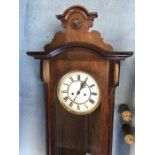 A mahogany-cased Vienna regulator wall clock, height 122cm approx with weights and pendulum