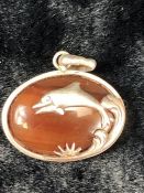 Silver Dolphin Brooch in Silver frame
