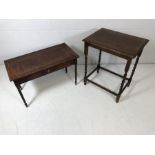 Two occasional tables, one with barley twist legs, the other with fluted legs