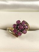 Gold (hallmark rubbed) Ruby Crossover ring size 'G'