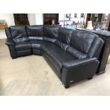 Dark brown leather corner sofa with recliner