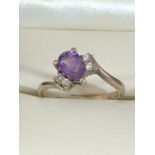 ring anythyst heart & Diamonds