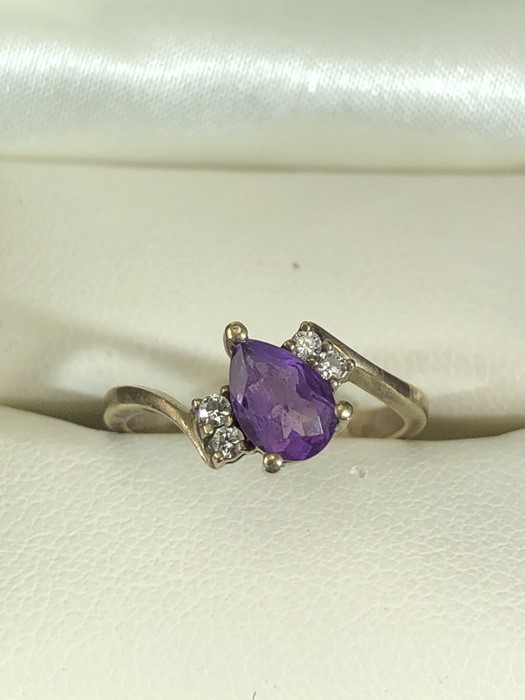 ring anythyst heart & Diamonds - Image 3 of 4