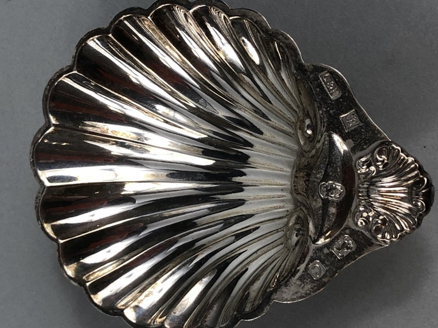 Large Silver Birmingham hallmarked scallop shaped Salt maker C&N - Image 8 of 9