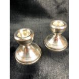 Pair of Silver Birmingham Hallmarked round squat candlesticks