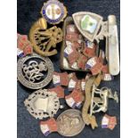 Quantity of Military Cap Badges,Pins, Medals, pendants and a Fruit knife