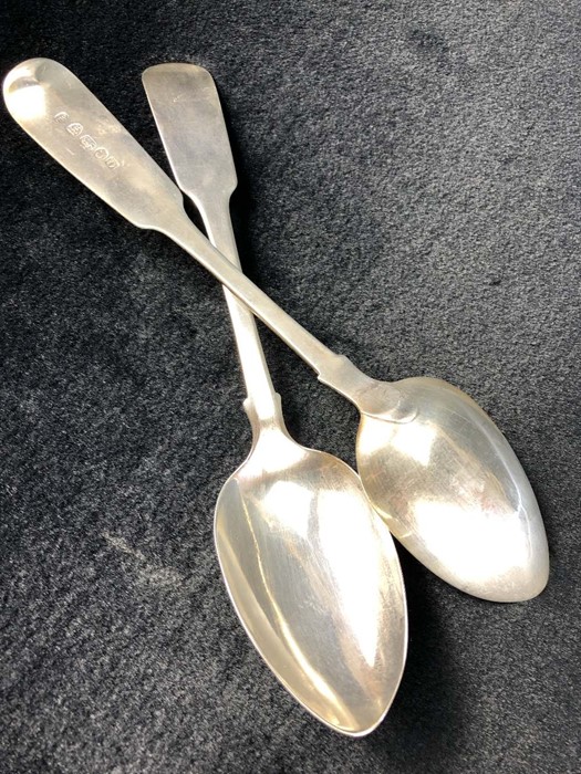Pair of Silver Georgian Newcastle Hallmarked serving spoons maker Thomas Watson - Image 2 of 4
