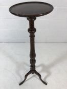 Tall dark wood turned plant stand on tripod feet. Height approx 109cm