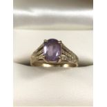 9ct Gold 375 hallmarked Gold ring set with single Amethyst
