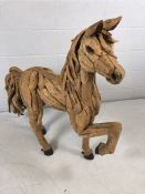 Carved wooden architectural garden Statue of a prancing Pony approx 103cm tall