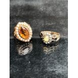 2 x Unmarked Yellow metal Rings (1) 18th Century Oval approx: 12.4mm x 10.4mm across and set with