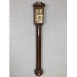 Mahogany cased thermometer and barometer by C Tochetti, Aberdeen, height approx 97cm