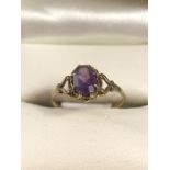 9ct 375 Gold ring set with Amethyst size 'N'