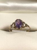 9ct 375 Gold ring set with Amethyst size 'N'