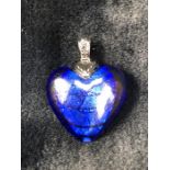 Blue Heart pendant with silver mounts