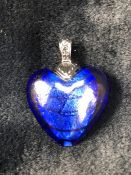 Blue Heart pendant with silver mounts