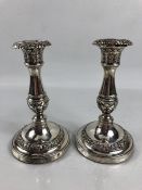 Pair of Georgian Silver Hallmarked Candlesticks (A/F) both engraved to base "Willoughby -v Lord