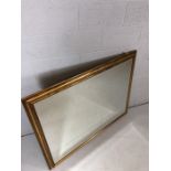 Large gilt framed bevel edged mirror approx 100cm x 130cm