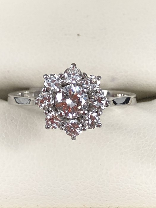 18ct White Gold approx: 1carat Diamond Daisy Cluster Ring, set with an approx: 0.25ct Brilliant - Image 5 of 7