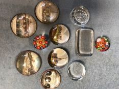 Eleven paper weights four with city scenes by (Nigel Pain)