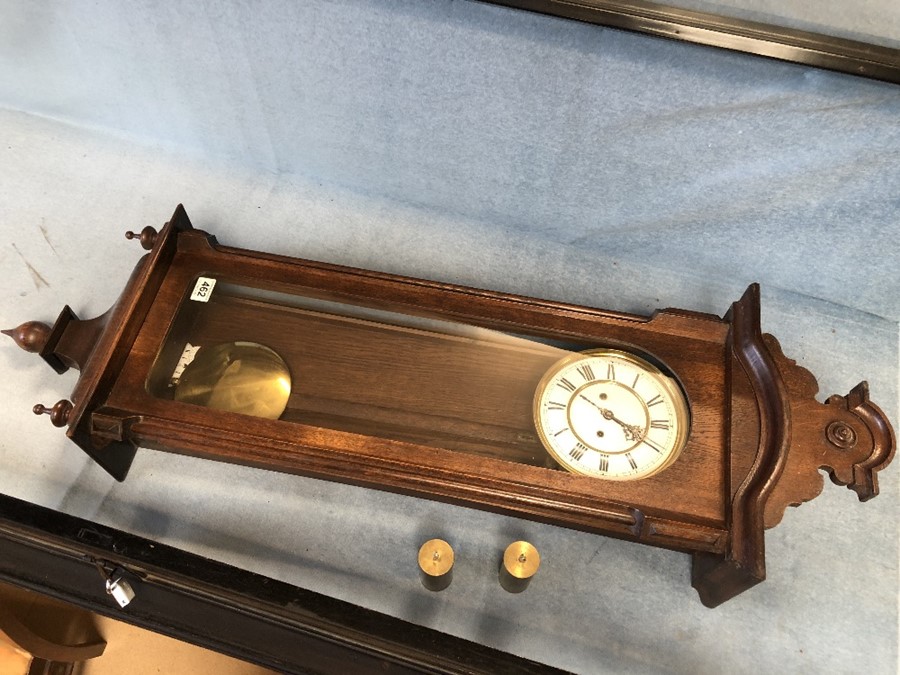 A mahogany-cased Vienna regulator wall clock, height 122cm approx with weights and pendulum - Image 2 of 7