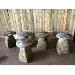 Five original Staddle stones originally used as supporting bases for granaries, hayricks, game
