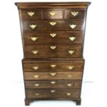 A good late 18th c. Mahogany Chest on Chest, the upper portion with three long and two short drawers