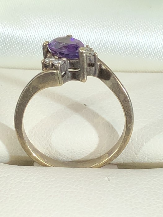 ring anythyst heart & Diamonds - Image 2 of 4
