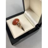 9ct Gold ring set with Amber coloured stone (total weight approx 3g)