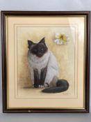 Mark Chester (b 1960) "Black & White Cat" Acrylic on Board painting Signed and dated 1982 approx