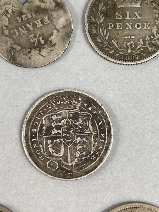 Collection of Silver coins to include George III Silver half Crown, American silver coin1866, - Image 7 of 10