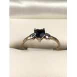Heart shaped Sapphire Ring on 9ct Gold size 'M'