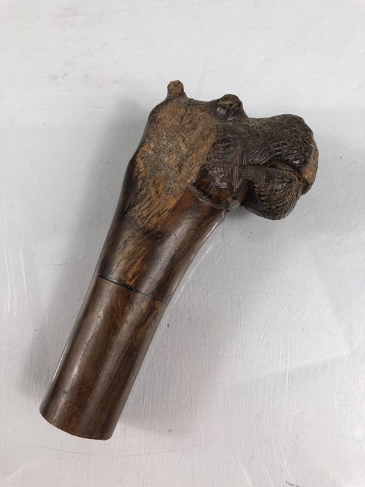 Two walking cane handles/ tops one decorative Brass and the other wooden carved Hippopotamus - Image 2 of 6
