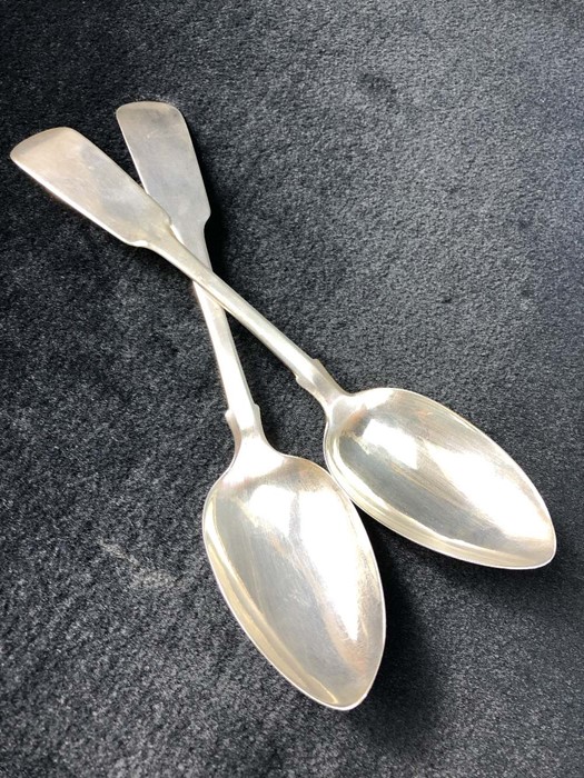 Pair of Silver Georgian Newcastle Hallmarked serving spoons maker Thomas Watson