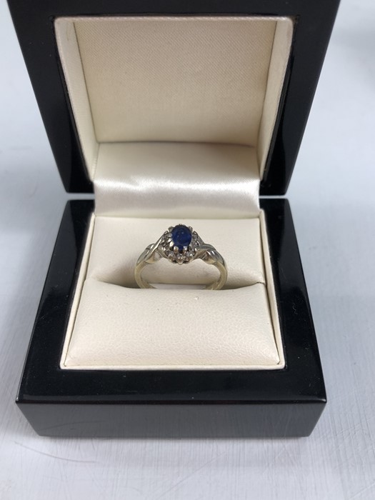 9ct Hallmarked 375 Sapphire and Diamond ring size 'M' - Image 2 of 5