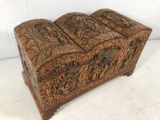 Heavily carved Camphor wood chest