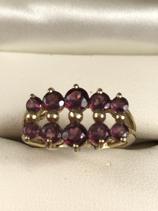 9ct Gold 375 hallmarked Ruby Cluster ring size 'M' - Image 3 of 4