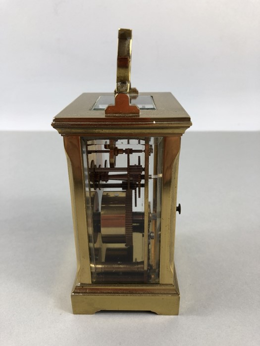 A circa 1900 brass carriage clock, the rectangular face with circular chapter ring set with Roman - Image 3 of 8