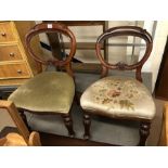 Pair of Victorian balloon backed chairs with upholstered seats